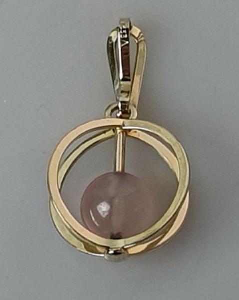 Rosenquarz Kettenanhänger, 333er Gold, Gewicht: 3,2g