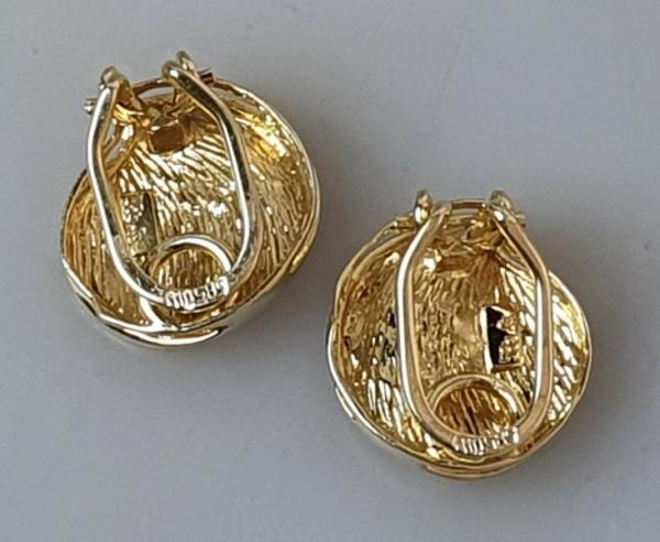 Button Ohrclips aus 585er Gold, mattiert, Gewicht: 7,6g