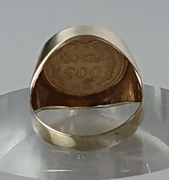 Münzring "Dos Pesos - Mexiko" aus 333er und 900er Gold, Größe 51, Gewicht: 2,3g
