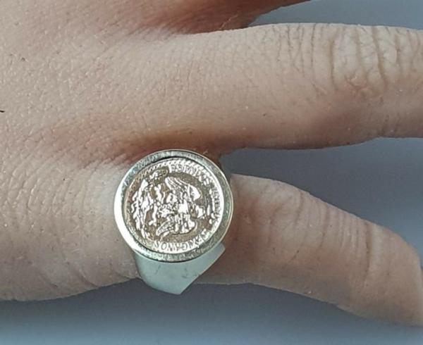 Münzring "Dos Pesos - Mexiko" aus 333er und 900er Gold, Größe 51, Gewicht: 2,3g