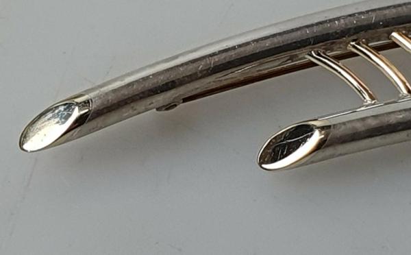 Vintage: Große Turmalin Schmucksteinbrosche aus 925er Sterlingsilber und 585er Gold