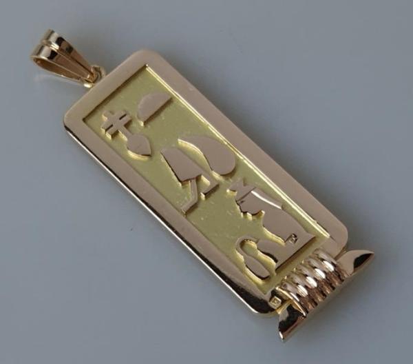Kettenanhänger "Hieroglyphen" 20 kt. Gold, Gewicht: 18,9g