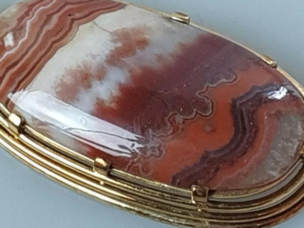 Vintage Kettenanhänger mit wunderschönem Schmuckstein, 585er Gold, Gewicht: 12,5g