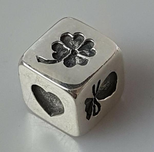 Würfel mit Symbolen aus 925er Sterlingsilber, Gewicht: 25,1g