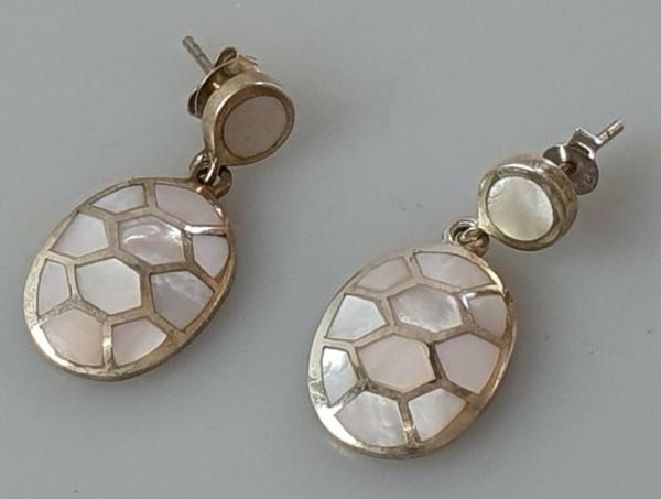 Perlmutt Ohrstecker aus 925er Sterlingsilber, Gewicht: 6,4g