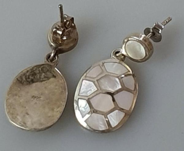 Perlmutt Ohrstecker aus 925er Sterlingsilber, Gewicht: 6,4g