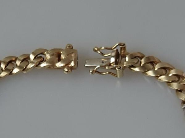 Diamant Gliederkettenarmband, mattiert, 585er Gold, Länge 19,2 cm, Gewicht: 19,4g