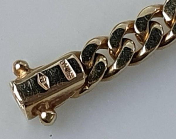 Diamant Gliederkettenarmband, mattiert, 585er Gold, Länge 19,2 cm, Gewicht: 19,4g