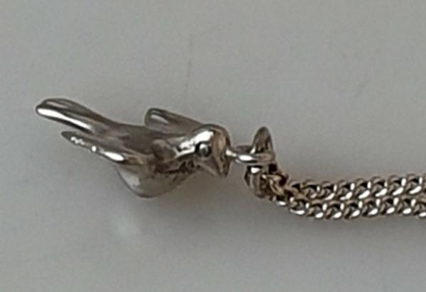 Panzerhalskette mit Anhänger Friedenstaube, 925er Sterlingsilber, Länge 47,5 cm, Gewicht: 7,7g