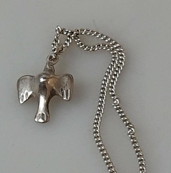 Panzerhalskette mit Anhänger Friedenstaube, 925er Sterlingsilber, Länge 47,5 cm, Gewicht: 7,7g