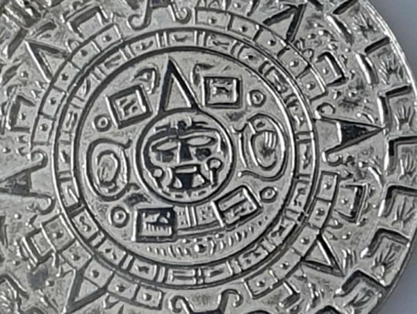 Runder Anhänger "Azteken - Mexiko" aus 925er Sterlingsilber, Gewicht: 5,5g