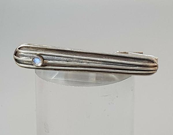 Krawattenhalter mit Stein, 925er Sterlingsilber, Länge: 60 mm, Gewicht: 15,8g
