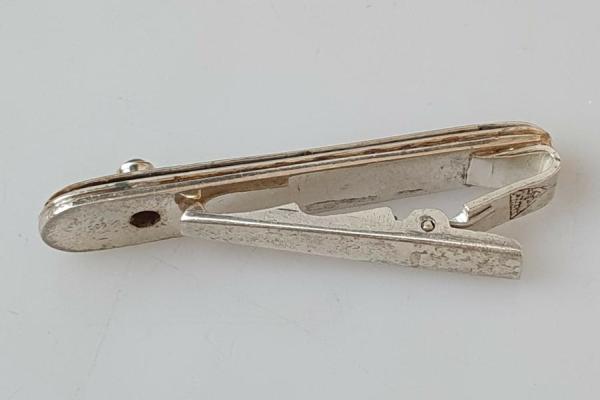 Krawattenhalter mit Stein, 925er Sterlingsilber, Länge: 60 mm, Gewicht: 15,8g