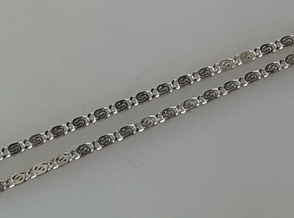 Halskette im Mäanderdesign aus 925er Sterlingsilber, Länge: 61,0 cm, Gewicht: 4,7g