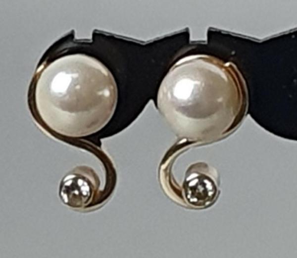 Perlen Diamant Ohrstecker aus 585er Gold, Gewicht: 4,5g