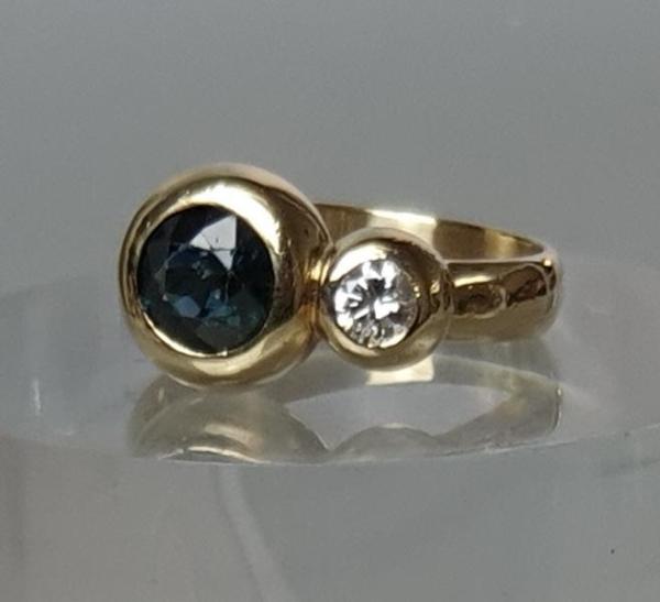 Smaragd- Diamantring, 585 Gold, Größe 55, Gewicht: 5,9g