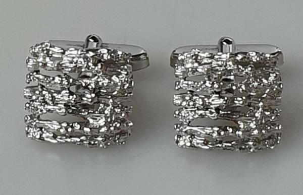 Manschettenknöpfe im Borkendesign aus 800er Silber, Gewicht: 11,4g