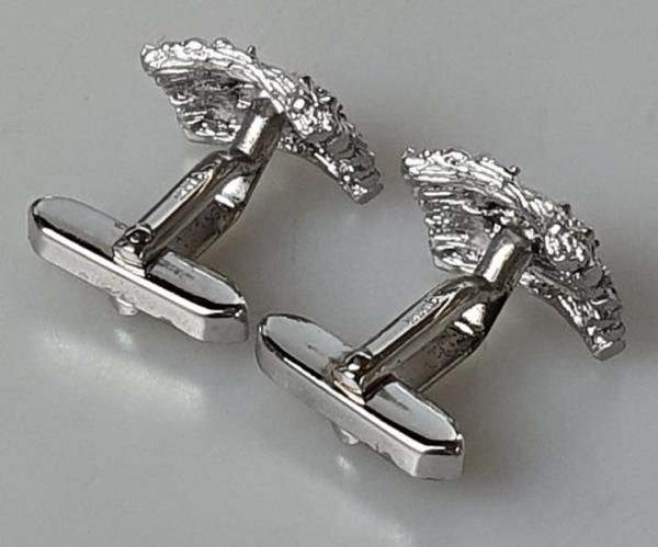 Manschettenknöpfe im Borkendesign aus 800er Silber, Gewicht: 11,4g