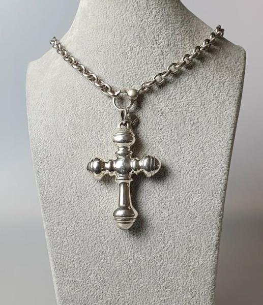 Ankerkette mit großem Kreuzanhänger aus 925er Sterlingsilber, Länge: 50,0 cm, Gewicht: 46,4g