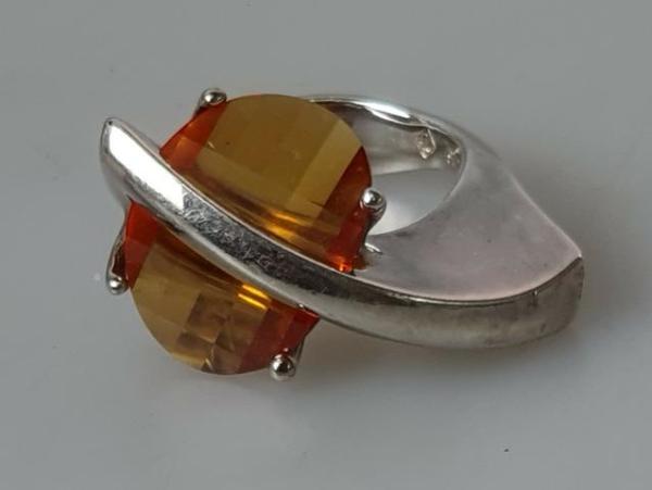 80er Jahre Vintage Schmucksteinring aus 925er Sterlingsilber, Größe 61, Gewicht: 20,6g