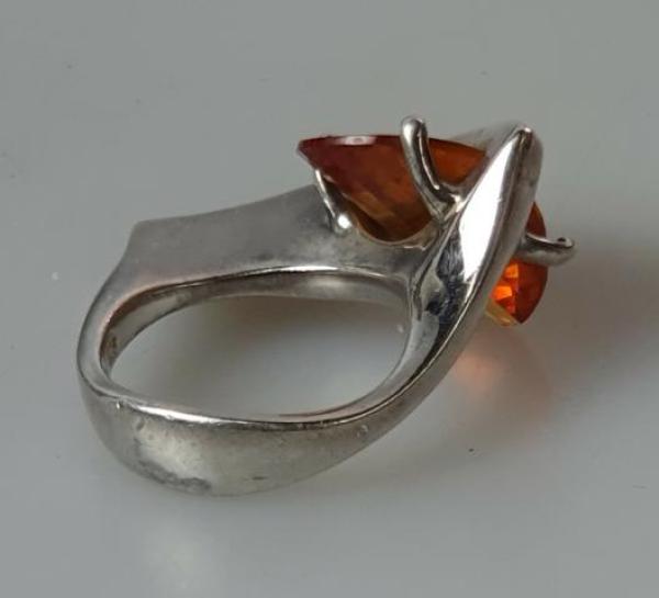 80er Jahre Vintage Schmucksteinring aus 925er Sterlingsilber, Größe 61, Gewicht: 20,6g