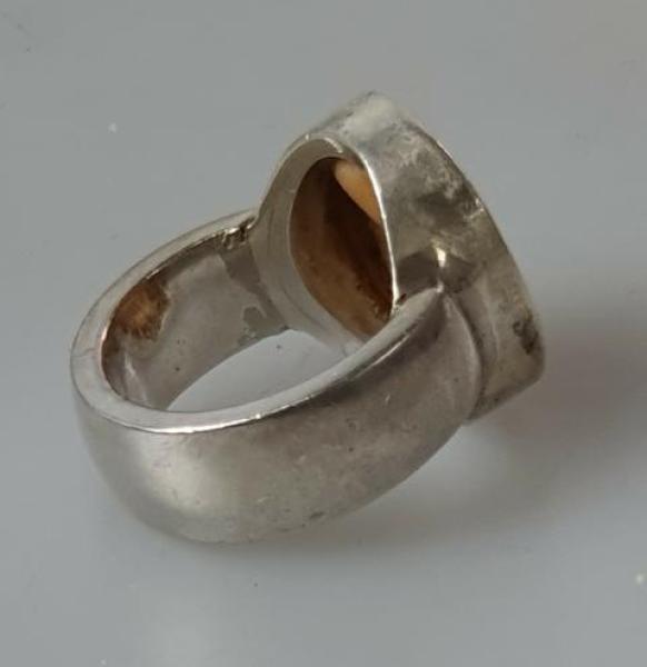 80er Jahre Vintage Schmucksteinring aus 925er Sterlingsilber, Größe 52, Gewicht: 14,4g