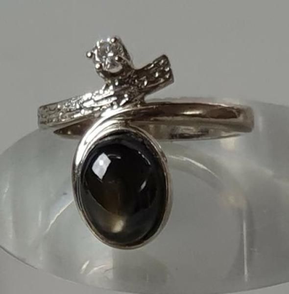 Sternsaphir Diamantring aus 585er Weißgold, Größe 55, Gewicht: 5,9g