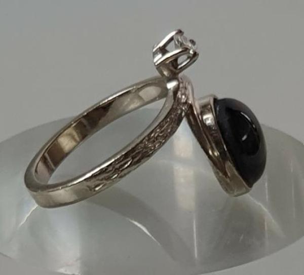 Sternsaphir Diamantring aus 585er Weißgold, Größe 55, Gewicht: 5,9g