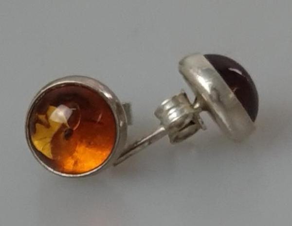 Bernstein Knopfohrstecker, 925er Sterlingsilber, Gewicht: 1,5g