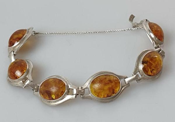 Vintage Bernstein Armband, 835er Silber, Länge 20,5 cm, Gewicht: 24,2g