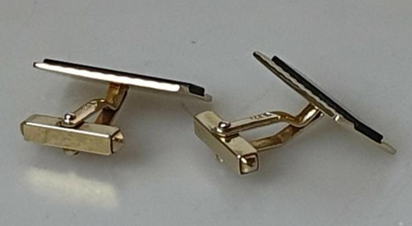 Manschettenknöpfe / Cufflinks 333 Gold mit Onyx, Gewicht: 8,0g