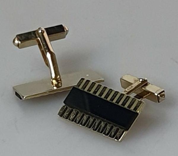 Manschettenknöpfe / Cufflinks 333 Gold mit Onyx, Gewicht: 8,0g