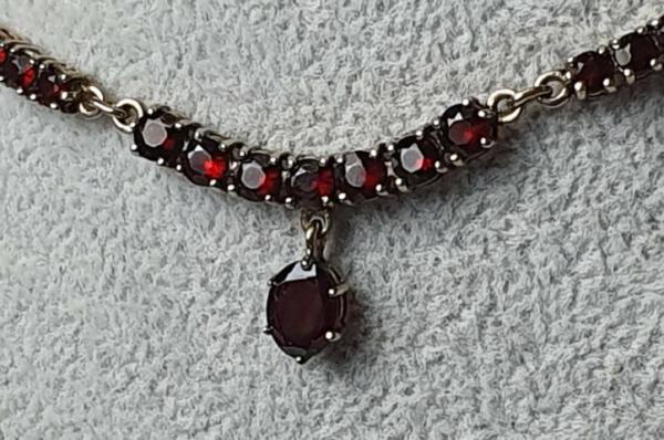 Vintage Granatstein Kettencollier, 333er Gold, Länge 44,0 cm, Gewicht: 7,5g