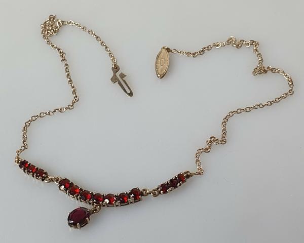 Vintage Granatstein Kettencollier, 333er Gold, Länge 44,0 cm, Gewicht: 7,5g