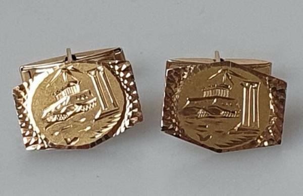 Manschettenknöpfe -Akropolis- aus 585 Gold, Gewicht: 7,7g