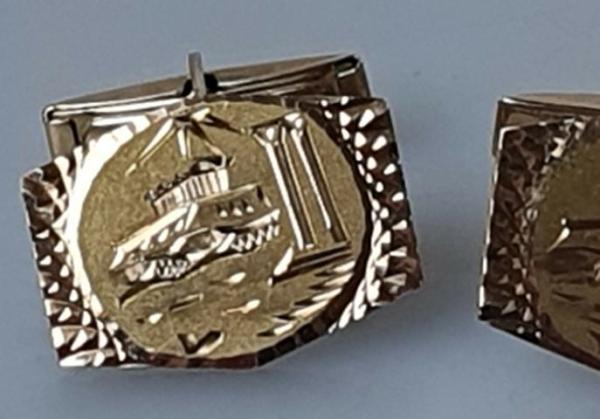 Manschettenknöpfe -Akropolis- aus 585 Gold, Gewicht: 7,7g