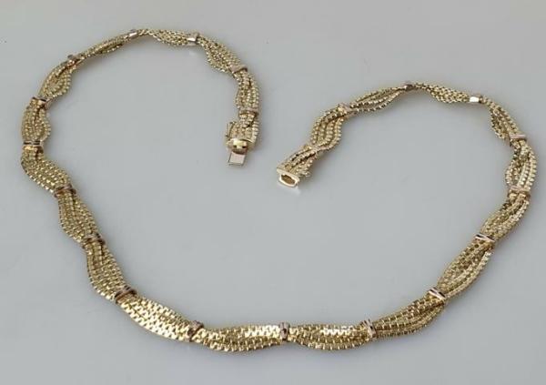 Mehrstrang Halskette aus 585er Gold, Länge: 46,5 cm, Gewicht: 34,4g