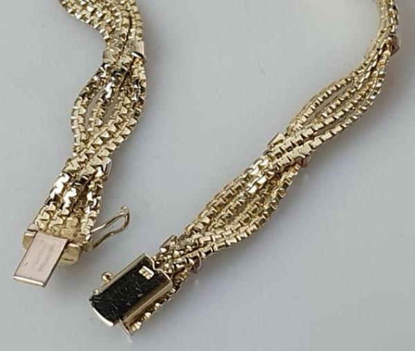 Mehrstrang Halskette aus 585er Gold, Länge: 46,5 cm, Gewicht: 34,4g