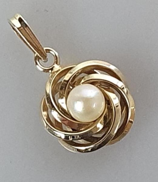 Perlen Kettenanhänger aus 585er Gold, Gewicht: 2,8g