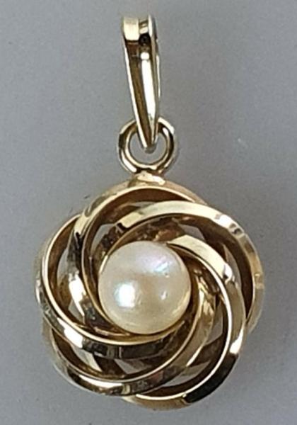 Perlen Kettenanhänger aus 585er Gold, Gewicht: 2,8g