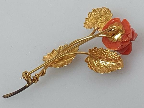 Vintage Brosche "Rose", 750er Gelbgold, Gewicht: 4,3g