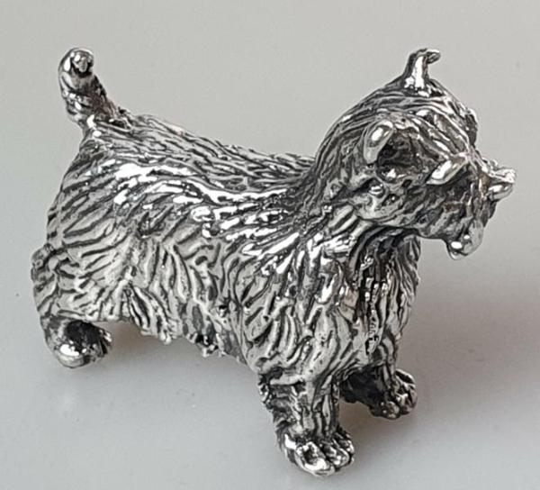 Handarbeit: Hundefigur -Terrier- aus reinem Silber 999,9er, Gewicht: 26,2g