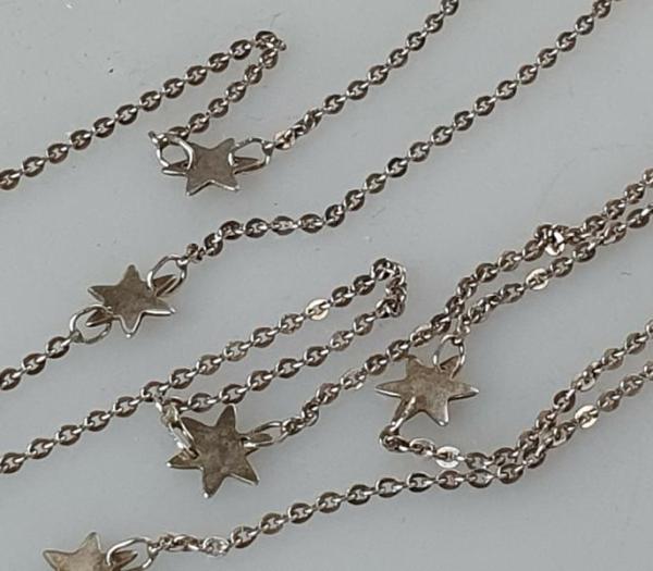 Lange Ankerhalskette mit Sternen aus 835er Silber, Länge: 81,0 cm, Gewicht: 4,8g