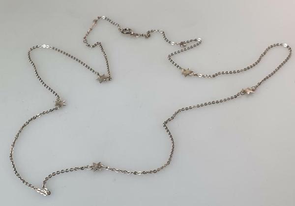 Lange Ankerhalskette mit Sternen aus 835er Silber, Länge: 81,0 cm, Gewicht: 4,8g