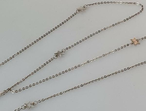 Lange Ankerhalskette mit Sternen aus 835er Silber, Länge: 81,0 cm, Gewicht: 4,8g