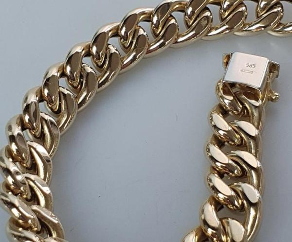 Breites Panzerketten Armband aus 585er Gold, Länge 22,5 cm, Gewicht: 35,2g