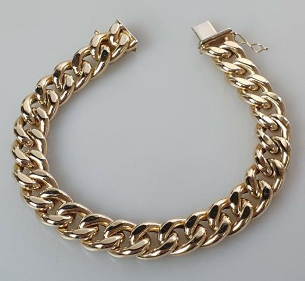 Breites Panzerketten Armband aus 585er Gold, Länge 22,5 cm, Gewicht: 35,2g