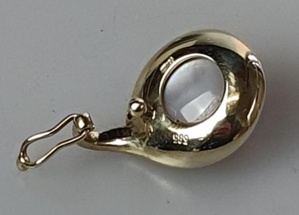 Großer Halbperlen Diamant Kettenanhänger aus 585er Gold, Gewicht: 4,7g