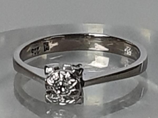 Diamantsoltitär mit 0.10 Karat aus 585er Weißgold, Größe 51, Gewicht: 2,3g