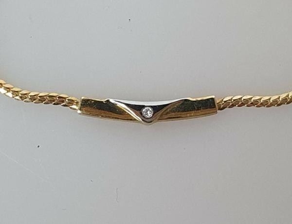 Krawattenhalter mit kleinem Diamanten aus 585er Gold, Gewicht: 3,2g